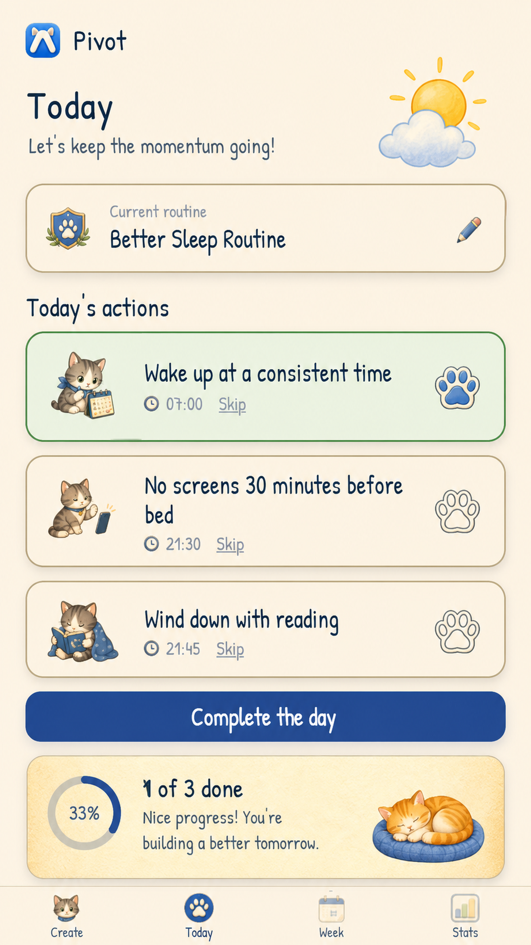 Today screen